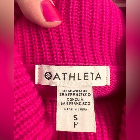 Athleta WOOL CASHMERE ASPEN TURTLENECK SWEATER Electric Fuchsia - Picture 3 of 7
